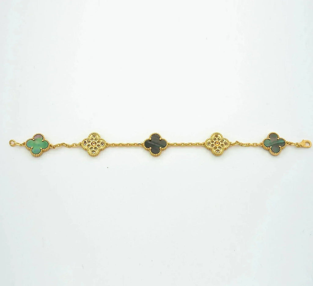 [Lumi jewelry] CLOVER 5 MOTIF GRAY MOP BRACELET COLLECTION