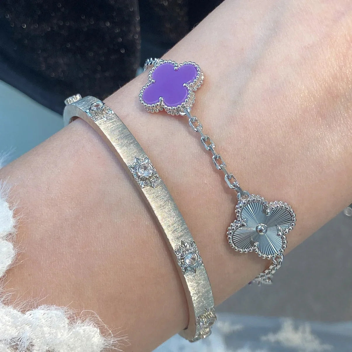 [Lumi jewelry] CLOVER 5 MOTIF VIOLET BRACELET COLLECTION
