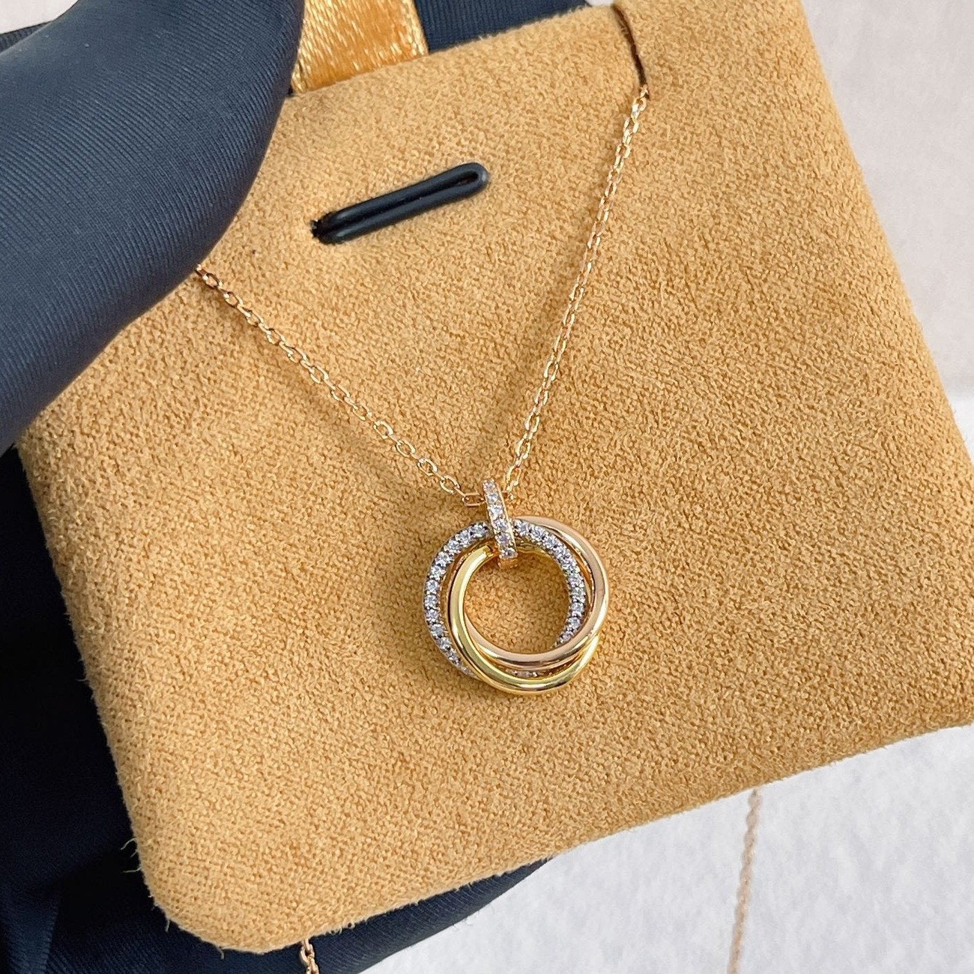 Lumi® Trinity Halskette Silber Gold Roségold Diamanten 
