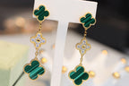 Lumi® Kleeblatt-Ohrringe, Gold, Malachit, Diamant, 3 Motive