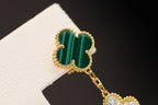 Lumi® Kleeblatt-Ohrringe, Gold, Malachit, Diamant, 3 Motive