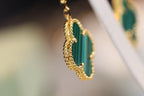 Lumi® Kleeblatt-Ohrringe, Gold, Malachit, Diamant, 3 Motive