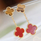 Lumi® CLOVER 2 MOTIF TIGER EYE CARNELIAN EARRINGS