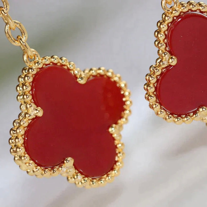 Lumi® CLOVER 2 MOTIF TIGER EYE CARNELIAN EARRINGS