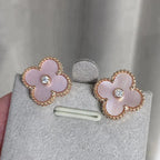 Lumi® CLOVER MEDIUM 1 MOTIFS PINK MOP DIAMOND EARRINGS