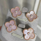 Lumi® CLOVER MEDIUM 1 MOTIFS PINK MOP DIAMOND EARRINGS