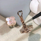 Lumi® CLOVER MEDIUM 1 MOTIFS PINK MOP DIAMOND EARRINGS
