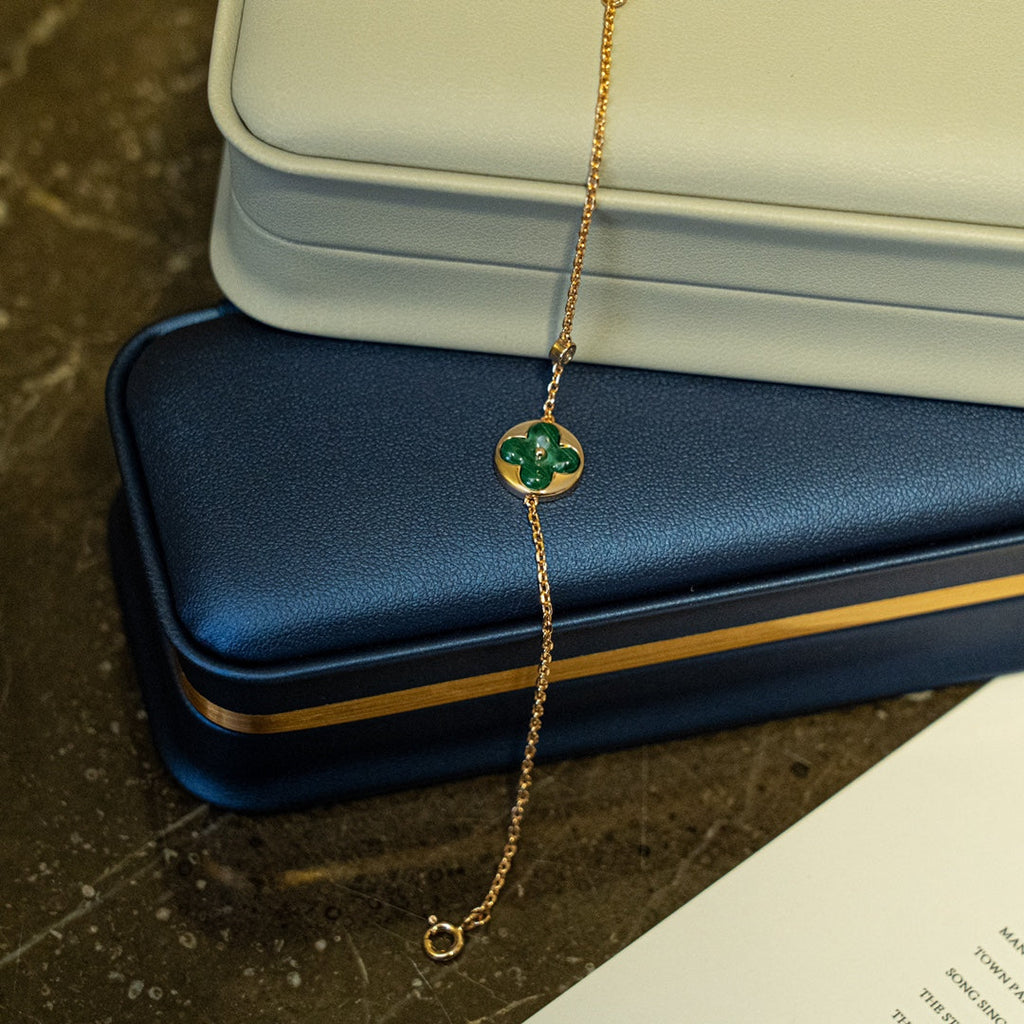 ¡®Lumi¡¯SUN MALACHITE 1 DIAMOND PINK GOLD BRACELET