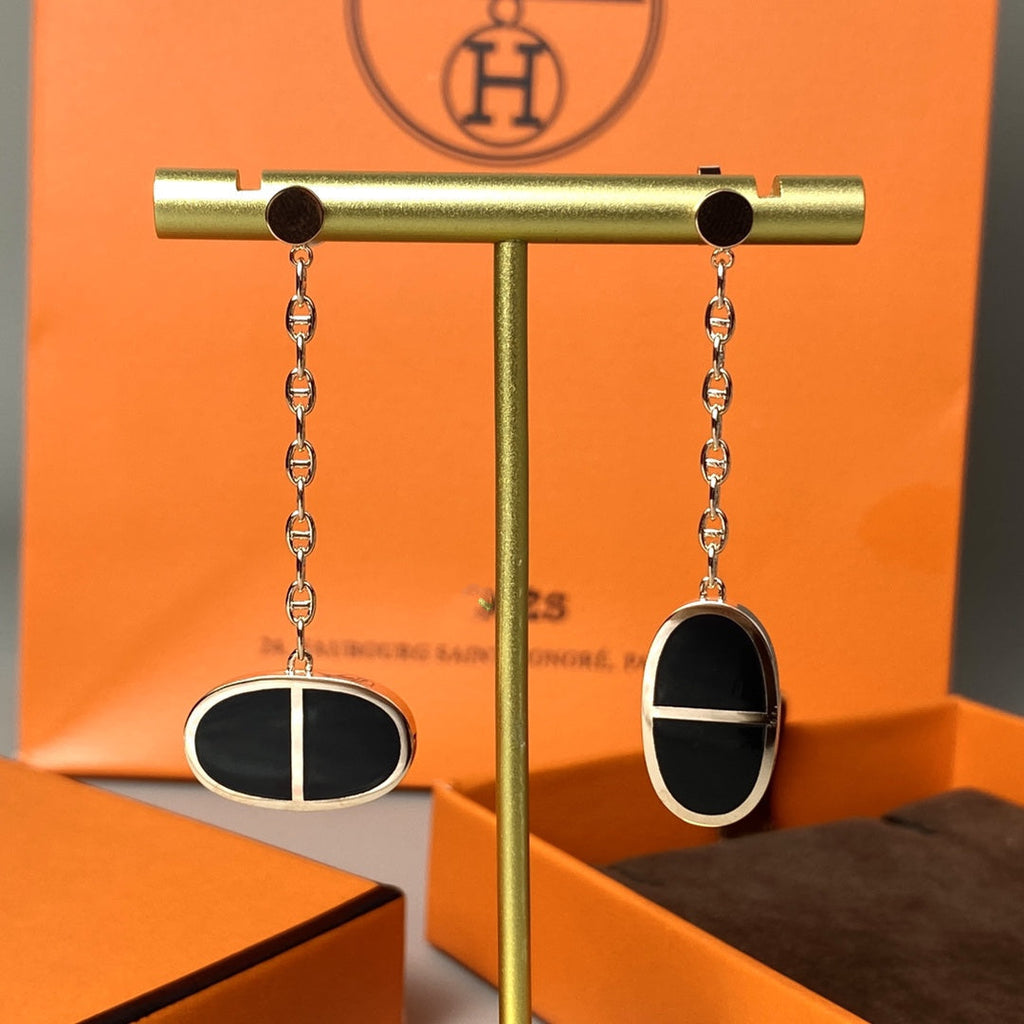 ¡®Lumi¡¯CHAINE VERSO BLACK CERAMIC EARRINGS