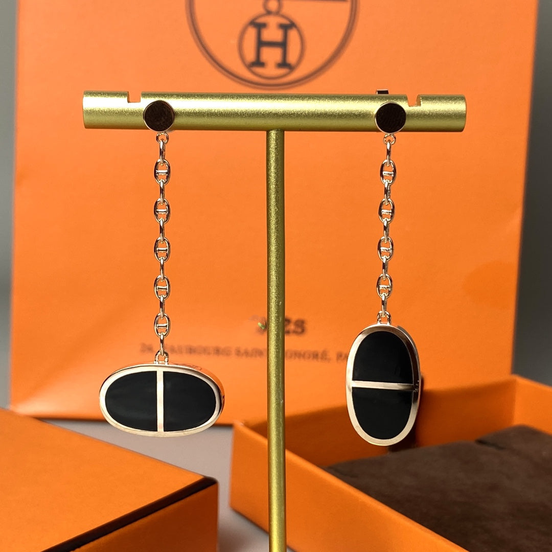 ¡®Lumi¡¯CHAINE VERSO BLACK CERAMIC EARRINGS