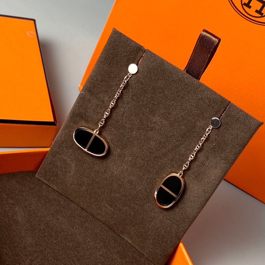 ¡®Lumi¡¯CHAINE VERSO BLACK CERAMIC EARRINGS