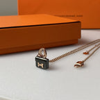 ¡®Lumi¡¯CONSTANCE BLACK PEDANT PINK GOLD NECKLACE