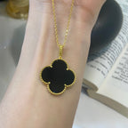 ¡®Lumi¡¯CLOVER 25MM NECKLACE GOLD ONYX