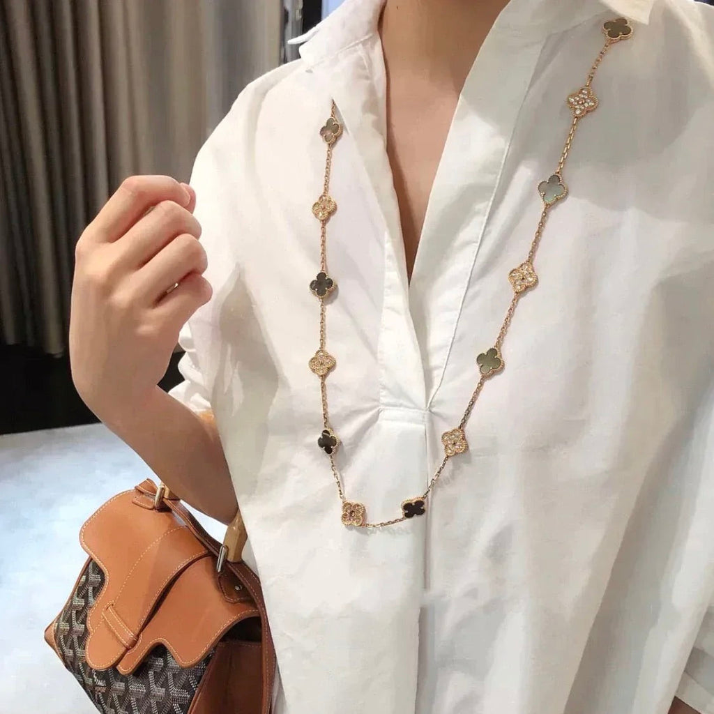 ¡®Lumi¡¯CLOVER 20 MOTIFS DARK MOP DIAMOND  NECKLACE