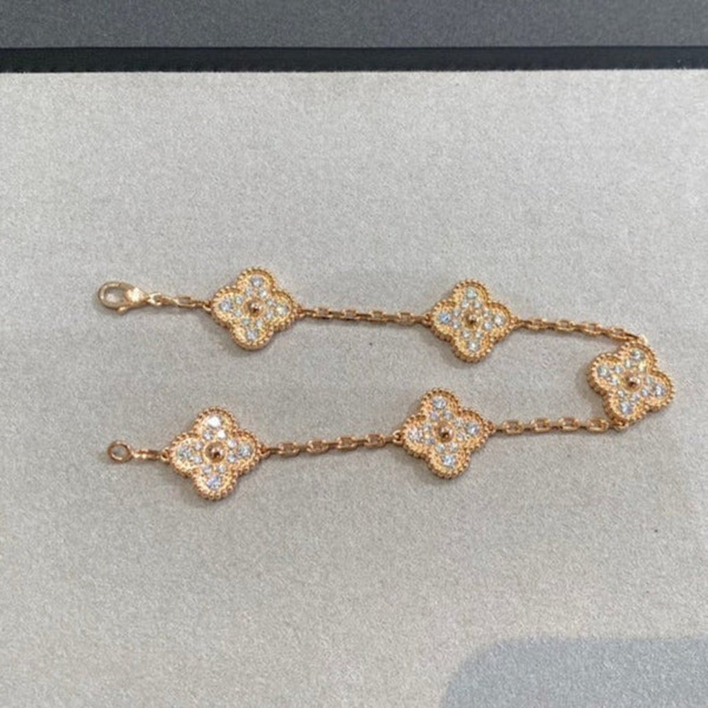 [Lumi jewelry] CLOVER 5 MOTIF FULL DIAMOND BRACELET COLLECTION
