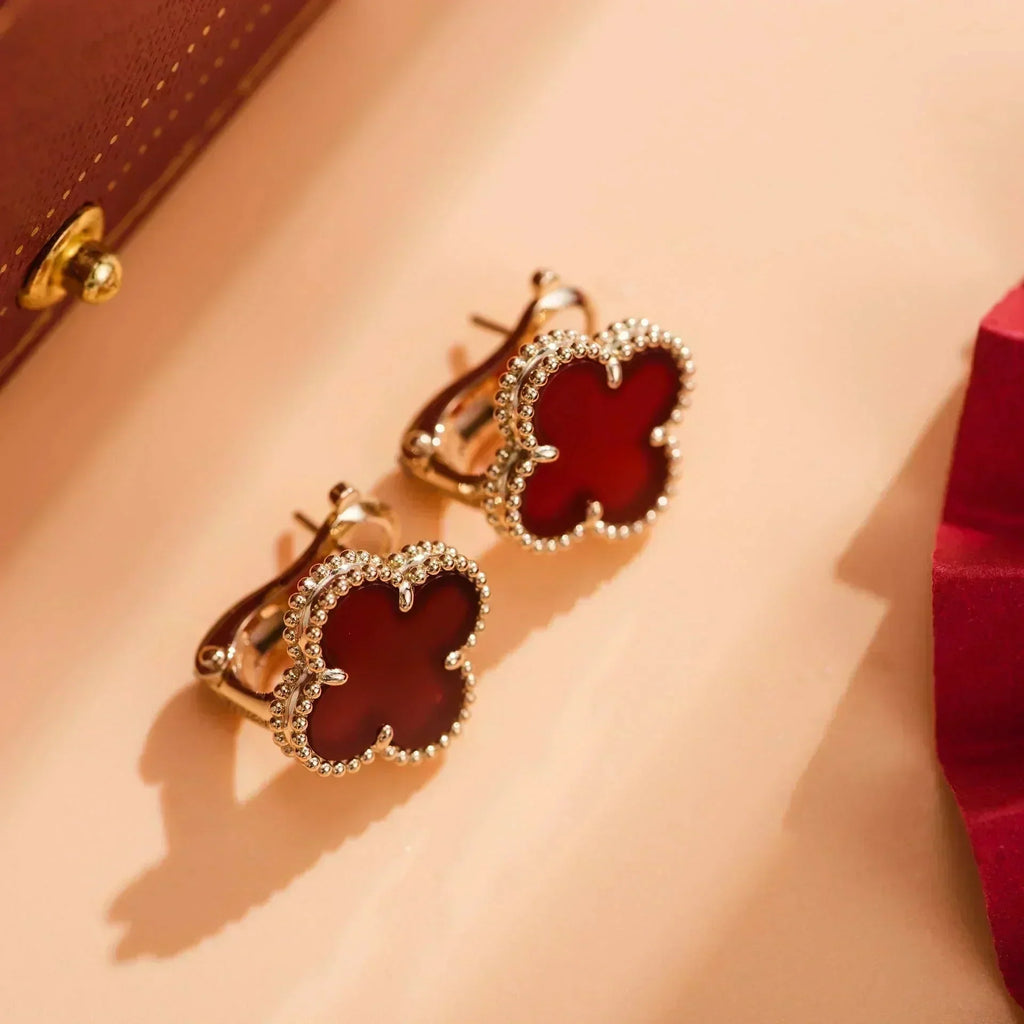 Lumi® CLOVER MEDIUM 1 MOTIFS CARNELIAN EARRINGS