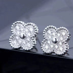 Lumi® Kleeblatt-Ohrstecker mit Diamantmotiven, Silber