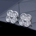 Lumi® Kleeblatt-Ohrstecker mit Diamantmotiven, Silber