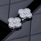 Lumi® Kleeblatt-Ohrstecker mit Diamantmotiven, Silber
