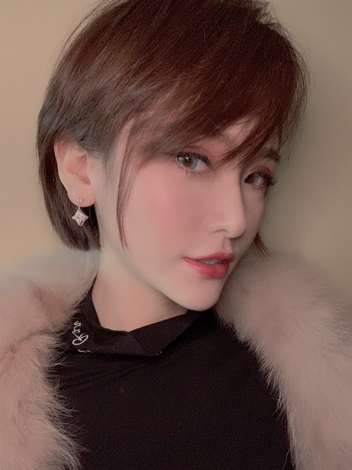 ¡®Lumi¡¯DOUBLE STAR PINK GOLD MOP DROP EARRINGS