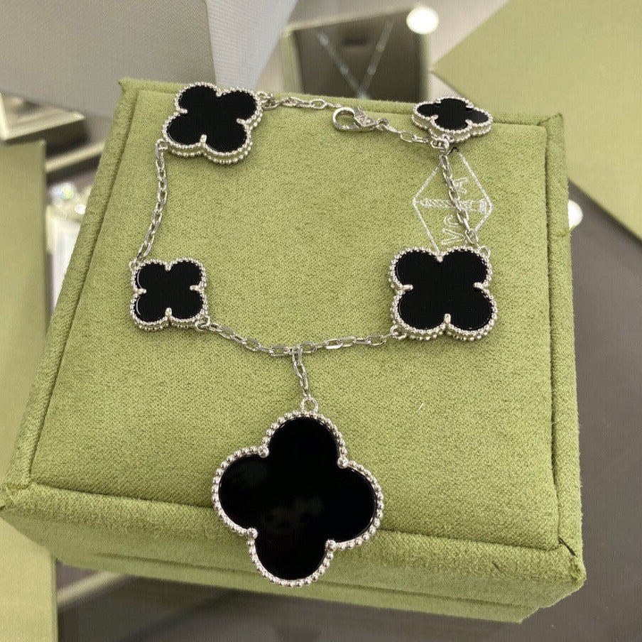 Lumi® CLOVER 5 MOTIFS SIVLER ONYX ARMBAND