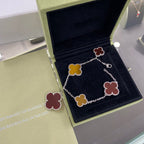 Lumi® CLOVER 5 MOTIFS SIVLER CARNELIAN TIGER EYE ARMBAND