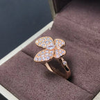 Lumi® Schmetterlingsring aus rosafarbenem Gold mit Diamanten