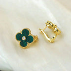 ¡®Lumi¡¯CLOVER MEDIUM 1 MOTIFS MALACHITE DIAMOND EARRINGS