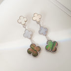 Lumi® CLOVER 3 MOTIFS CHALCEDONY DARK MOP SILVER EARRINGS