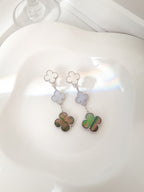 Lumi® CLOVER 3 MOTIFS CHALCEDONY DARK MOP SILVER EARRINGS