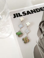Lumi® CLOVER 3 MOTIFS CHALCEDONY DARK MOP SILVER EARRINGS