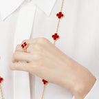 Lumi® CLOVER CARNELIAN RING ROSE GOLD DIAMOND