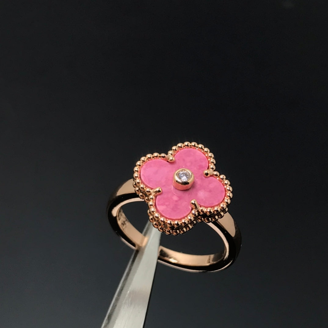 LumiClover Rhodonit-Ring aus Roségold