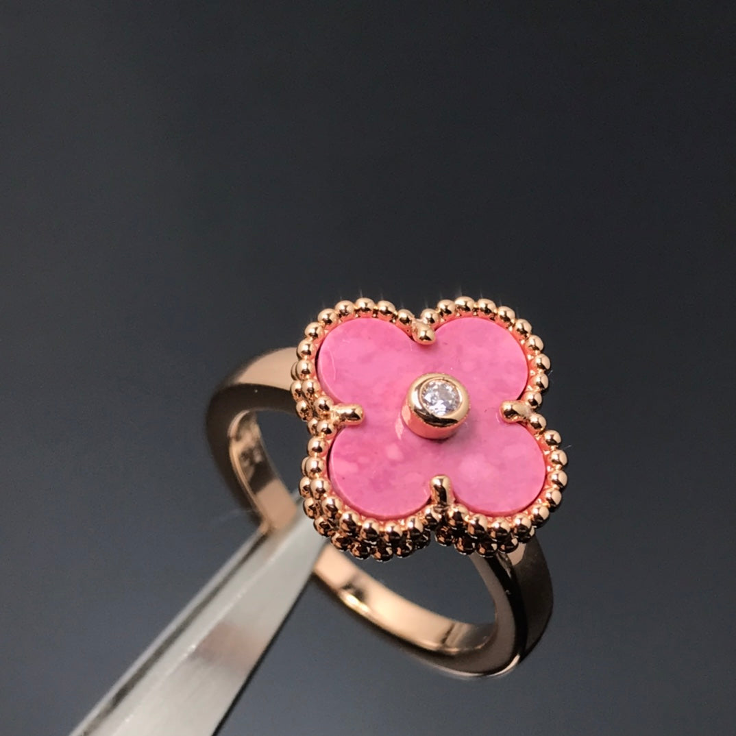 LumiClover Rhodonit-Ring aus Roségold