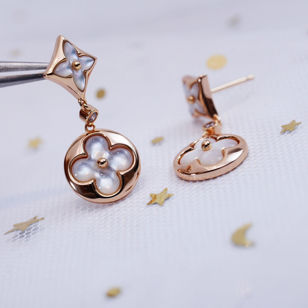 ¡®Lumi¡¯STAR AND SUN PINK GOLD MOP DROP EARRINGS