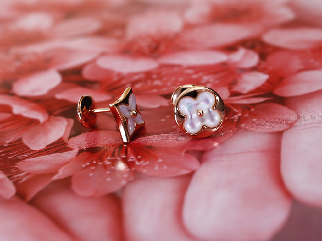 ¡®Lumi¡¯STAR AND SUN PINK GOLD MOP STUD EARRINGS