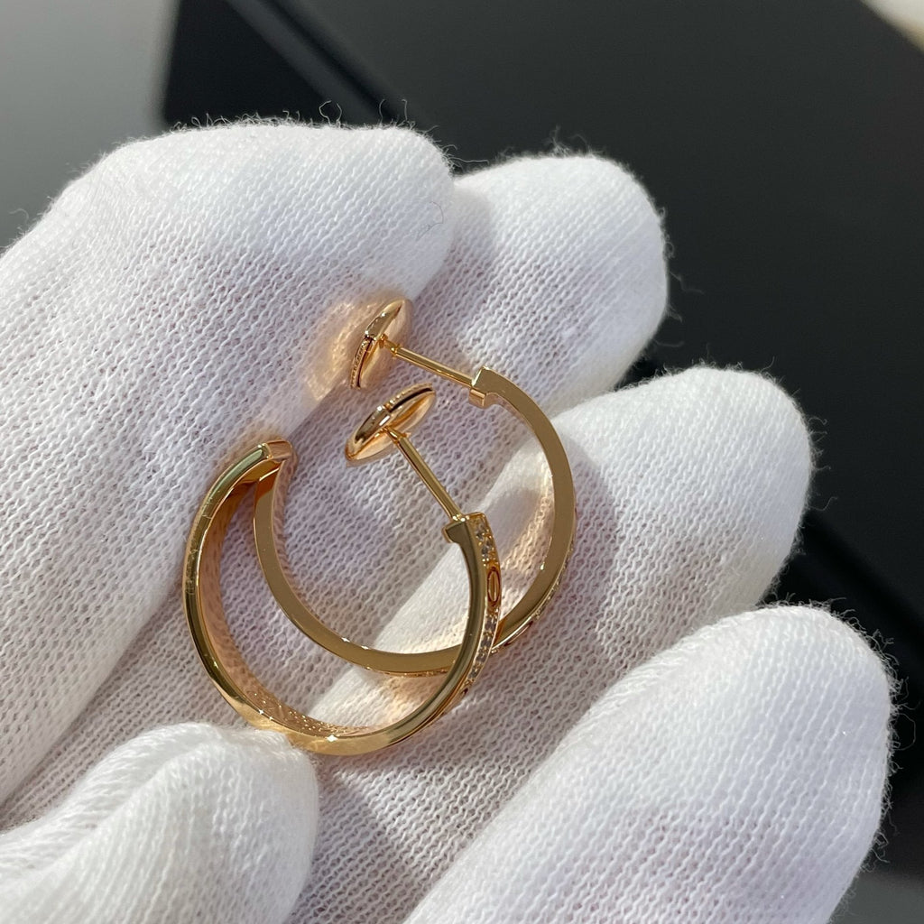 ¡®Lumi¡¯LOVE DIAMOND PINK GOLD HOOP EARRINGS