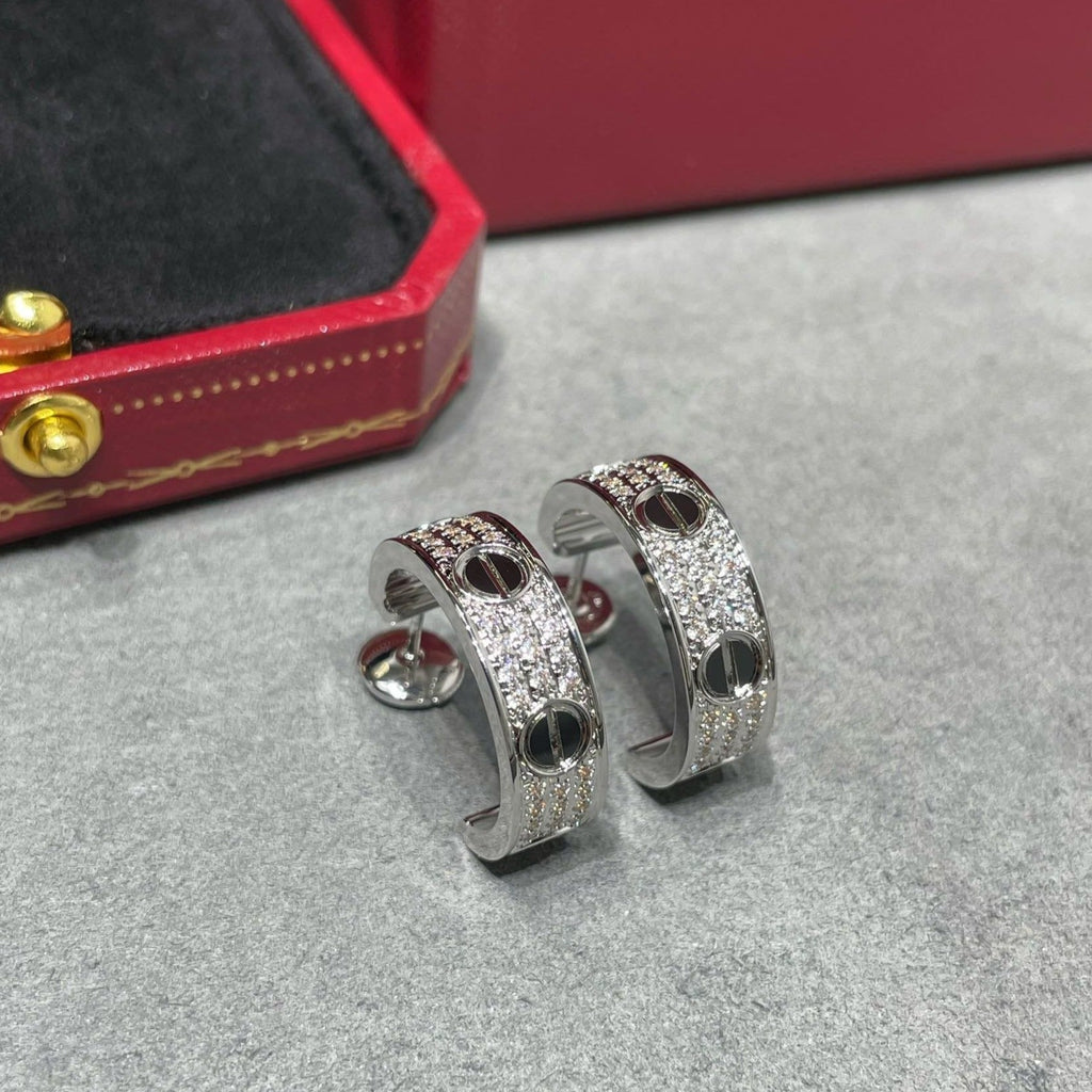 ¡®Lumi¡¯LOVE CERAMIC DIAMOND PAVED SILVER EARRINGS