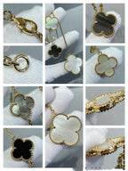 ¡®Lumi¡¯CLOVER 6 MOTIF MOP ONYX GOLD NECKLACE