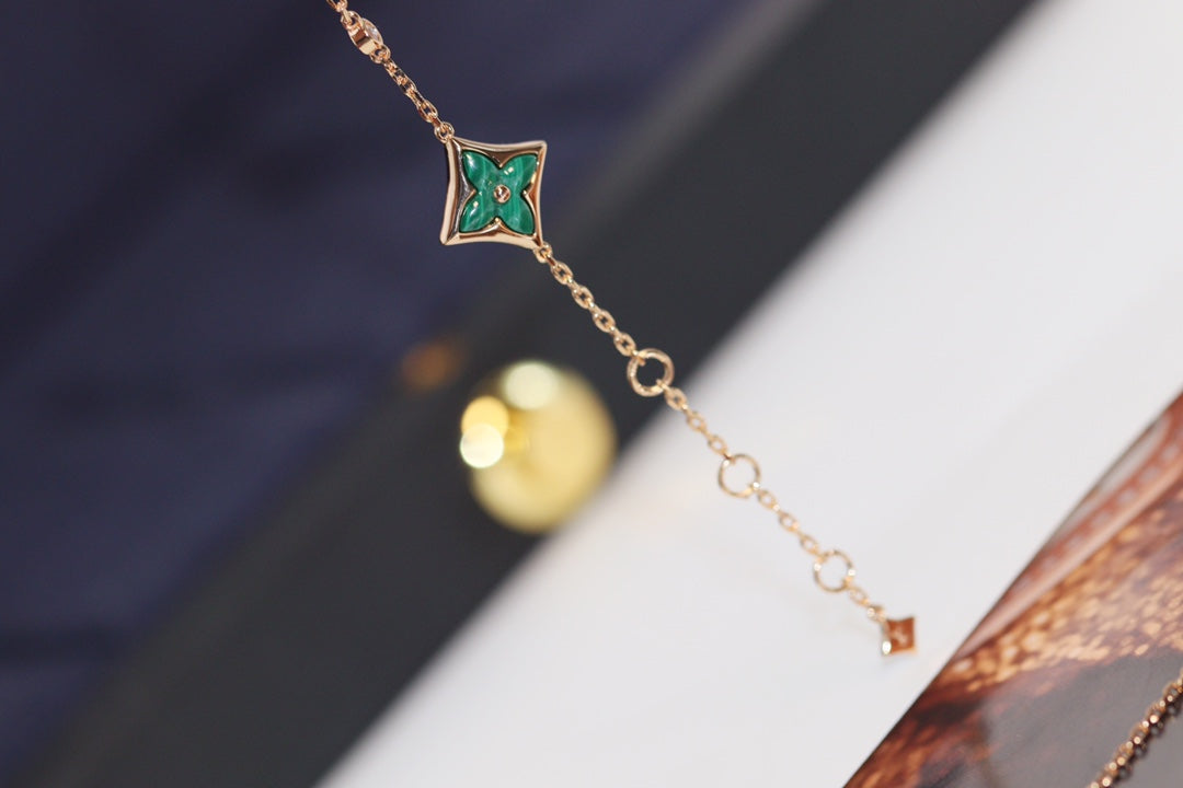 ¡®Lumi¡¯STAR AND SUN 4 MOTIF PINK GOLD MALACHITE BRACELET