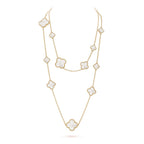 ¡®Lumi¡¯CLOVER 16 MOTIF WHITE MOP GOLD NECKLACE