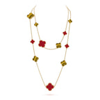 ¡®Lumi¡¯CLOVER 16 MOTIF CARNELIAN TIGER EYE ROSE GOLD NECKLACE