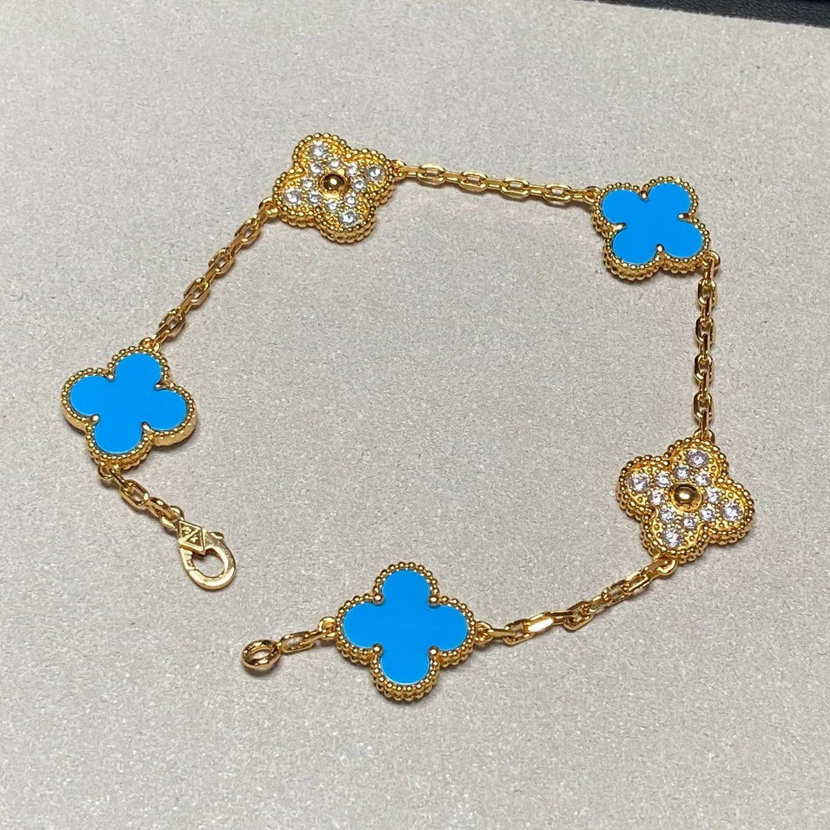 [Lumi jewelry] CLOVER 5 MOTIF BLUE AGATE BRACELET COLLECTION