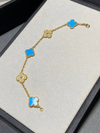 [Lumi jewelry] CLOVER 5 MOTIF BLUE AGATE BRACELET COLLECTION