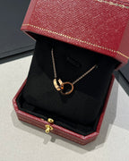 ¡®Lumi¡¯LOVE NECKLACE DOUBLE RING PINK GOLD