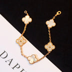 [Lumi jewelry]CLOVER WHITE PEARL MOP 5 MOTIF BRACELET COLLECTION
