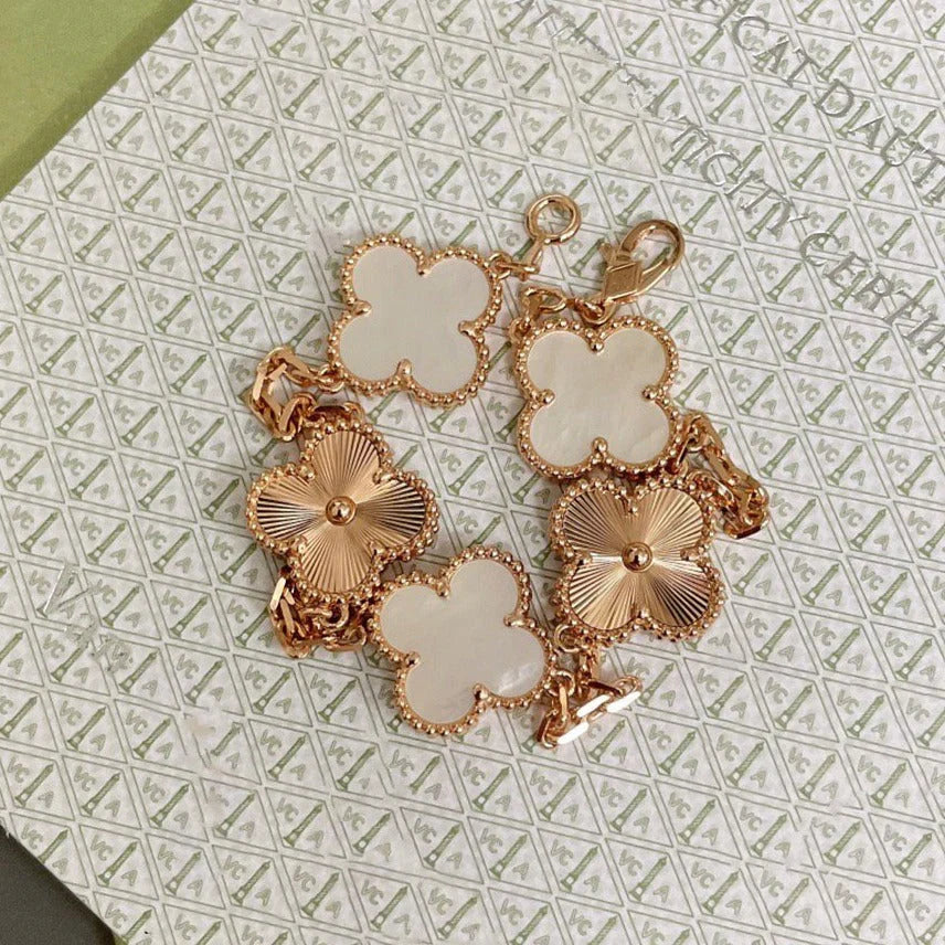 [Lumi]New CLOVER WHITE PEARL MOP 5 MOTIF BRACELET COLLECTION