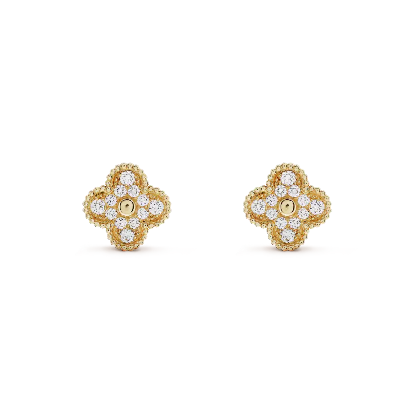 Lumi® CLOVER MEDIUM 1 MOTIFS FUll DIAMOND EARRINGS