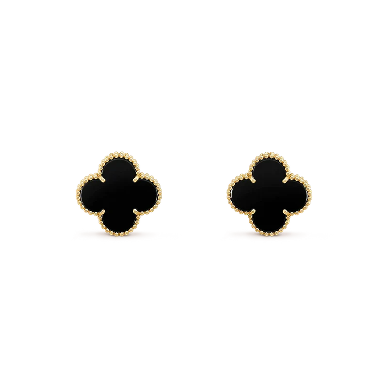 Lumi® CLOVER MEDIUM 1 MOTIFS ONYX STUD EARRINGS