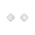 Lumi® CLOVER MEDIUM 1 MOTIFS WHITE MOP EARRINGS SILVER